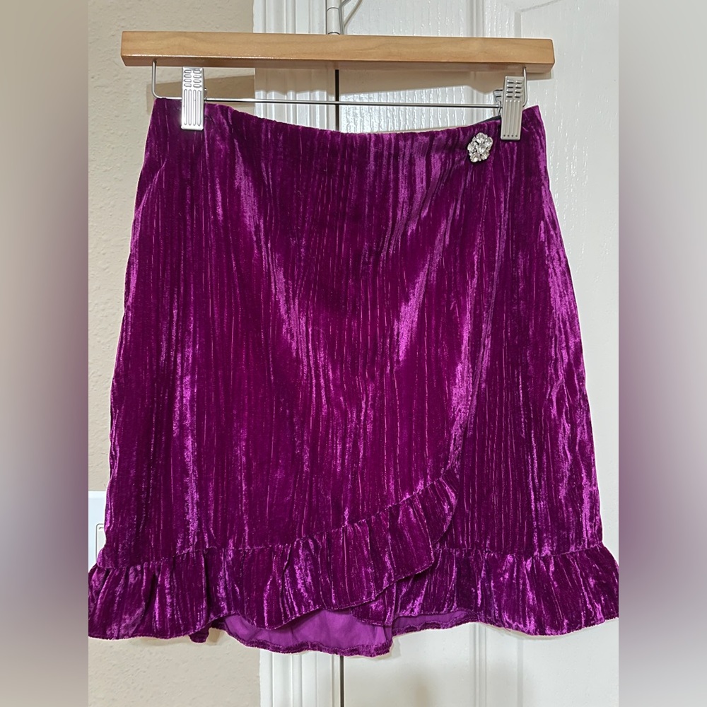 Topshop velvet purple mini skirt